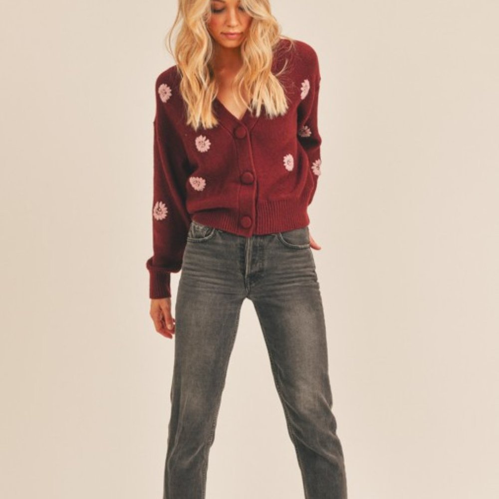 NWT Floral  Embroidered Cardigan Sweater - Picture 6 of 10